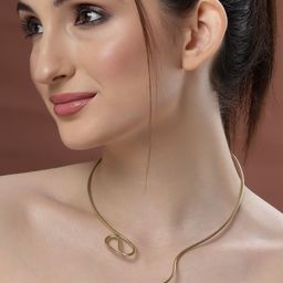 Sanjog Brass Gold-Plated Snake Choker Tribal Statement Oxidised Hasli Necklace-10
