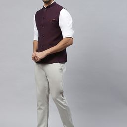 ESSAS club Men Checked Nehru Jacket with Pocket Square image 4