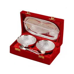 DSH Crafting Your Curiosity Silver Toned 4 Pieces Metal Gift Set with Velvet Box-93