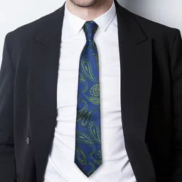AXLON Set Of 4 Printed Necktie Pocket Square With Cufflink & Flower Pin Accessory Gift Set image 3