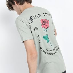 KETCH Men Green Typography Printed Mandarin Collar Applique Slim Fit T-shirt-image-49