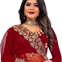 MANVAA Embroidered Beads And Stones Semi-Stitched Lehenga & Unstitched Blouse With Dupatta image 2