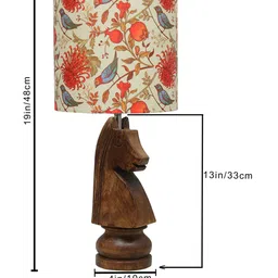 Homesake Red & Brown Rustic Wood Base Fabric Shade Traditional Table Lamp image 3
