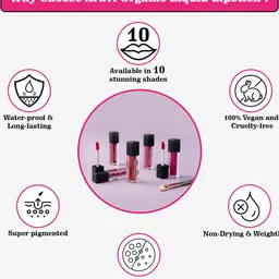 Aravi Organic 10-Pcs Soft Matte LongStay Liquid Lipstick with Vitamin E 15ml - Mixed Shade image 3