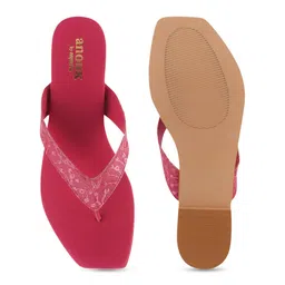 Anouk Fuchsia Embroidered Fabric Open Toe Flats image 5