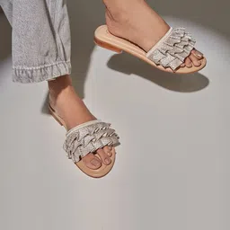 CAI Embellished Open Toe Flats image 3