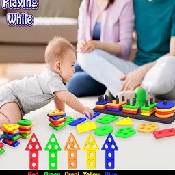 ADKD Kids Geometric Shape Sorter & Stacker Toy image 5