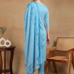 KALINI Bandhani Printed Regular Mirror Work Kurta With Trousers & Dupatta image 4