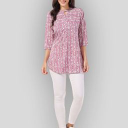 Saree Swarg Abstract Printed Mandarin Collar Kurti image 5