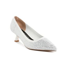 London Rag White Breathable Flyknit Rhinestone Pumps-picture-30