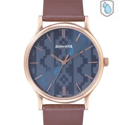 Sonata Men Printed Dial & Leather Straps Analogue Watch NR77105WL01-41