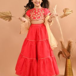 LilPicks Girls Embellished Cotton Ready To Wear Lehenga & Blouse With Dupatta-picture-32