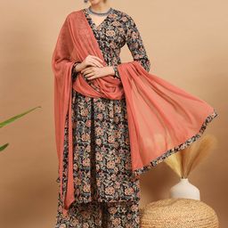Vbuyz Ethnic Motifs Printed Empire Kurta & Trousers With Dupatta-26