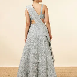 MOHEY Embroidered Net Semi-Stitched Lehenga & Unstitched Blouse With Dupatta & Belt image 2
