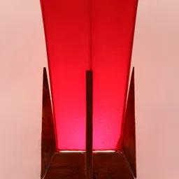 Devansh Red Wooden Contemporary Triangle Shaped Table Lamp image 3