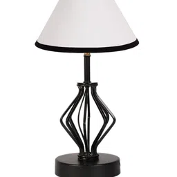 Devansh White & Black Cotton Table lamp With Iron Base image 4