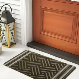 FABINALIV Olive Green & White Patterned Anti-Skid Doormats-picture-19