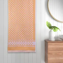 FABINALIV Yellow & White Polka Dots Printed 450 GSM Cotton Bath Towel-image-84