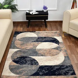 PRESTO Blue & Beige Geometric Printed No Shredding Carpet image 1