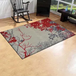 PRESTO Red & Grey Floral Rectangular Carpets image 1