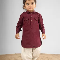 Polka Tots Kids Abstract Printed Pathani Kurta With Dhoti-14