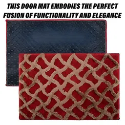 Kuber Industries Red & Brown Geometric Rectangular Doormat image 4