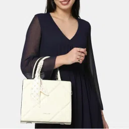 lavie luxe Womens Quare25 Satchel Bag Off White (M)-picture-11