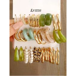 Jewels Galaxy Gold Plated Multi-Color Stylish Earrings Set of 15-picture-41