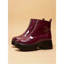 Eridani Sybal Ankle Length Chunky Casual Boots Maroon-picture-32