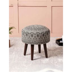 Nestroots Grey Cotton Wooden Ottoman-picture-49