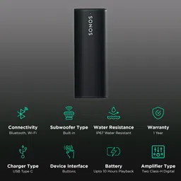 SONOS Roam SL with Alexa & Google Voice Assistant Smart Wi-Fi Speaker (IP67 Dustproof & Waterproof, Shadow Black) image 2