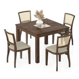 urban ladder Brighton Square 4 Seater Dining Table With Reed Cane Dining Chairs-picture-33