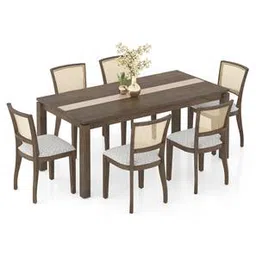 urban ladder Atlas Crest Storage Solid Wood 6 Seater Dining Table with Reed Dining Chair Set-picture-49