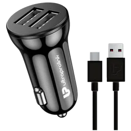 ultraprolink Mach12 12 Watts/2.4 Amps 2 USB Ports Type C Car Charging Adapter with Cable (Smart Charge, UM1144C, Black)-22