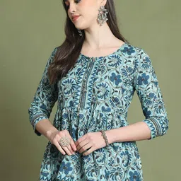 Rajnandini Women Floral Printed Pure Cotton Peplum Top-image-54