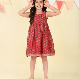 Fabindia Girls Ethnic Motifs Print A-Line Dress-48