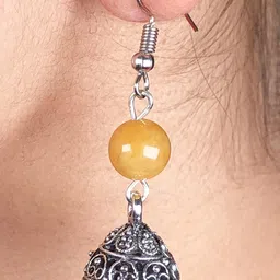 Hamdmade Gemstone Yellow Onyx Earrings For W-image-49