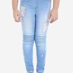 Naughty Ninos Girls Comfort Mildly Distressed Light Fade Stretchable Jeans-image-97
