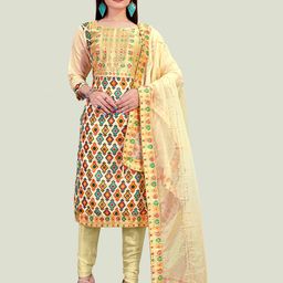HERE&NOW Embellished Unstitched Dress Material-picture-11