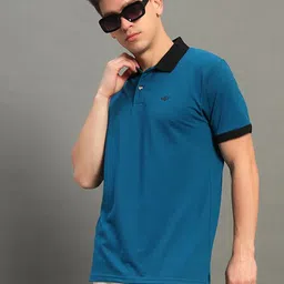 GET GOLF Men Solid Polo Collar Cotton T-shirt-image-47