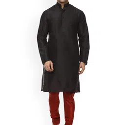 VEERA PARIDHAAN Men Regular Raw Silk Kurta with Pyjamas-picture-14