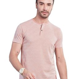 BE POSITIVE Men Self Design Henley Neck T-shirt-image-5