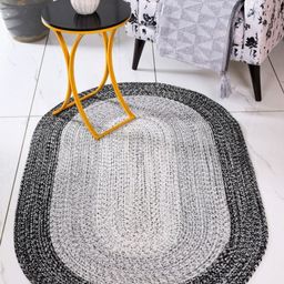 Saral Home Grey Geometric Anti-Skid Polyester Carpet-18