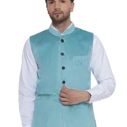 VEERA PARIDHAAN Woven Velvet Nehru Jacket-image-22