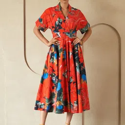 HOUSE OF FETT Floral Print Fit & Flare Midi Dress-picture-41