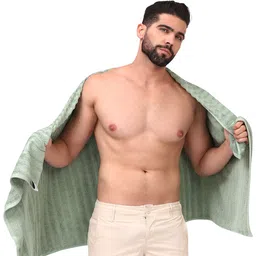 Dollar Sea Green Striped Bamboo 600 GSM Bath Towel-43