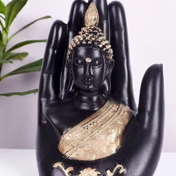 CRAFTAM Black and Gold-Toned Palm Buddha Idol Showpiece-image-63
