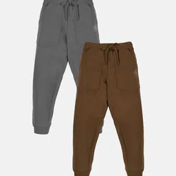 KiddoPanti Boys Pack Of 2 Brand Logo Printed Relaxed-Fit Mid-Rise Joggers-picture-26