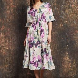 Melange by Lifestyle Women Floral Printed Gathered or Pleated Fit & Flare Midi Dress-picture-36