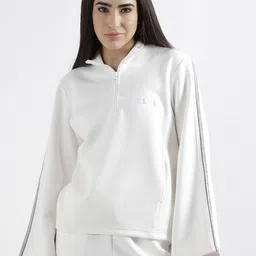 ELLE Women Solid Mock Collar Pullover Sweatshirt-image-6